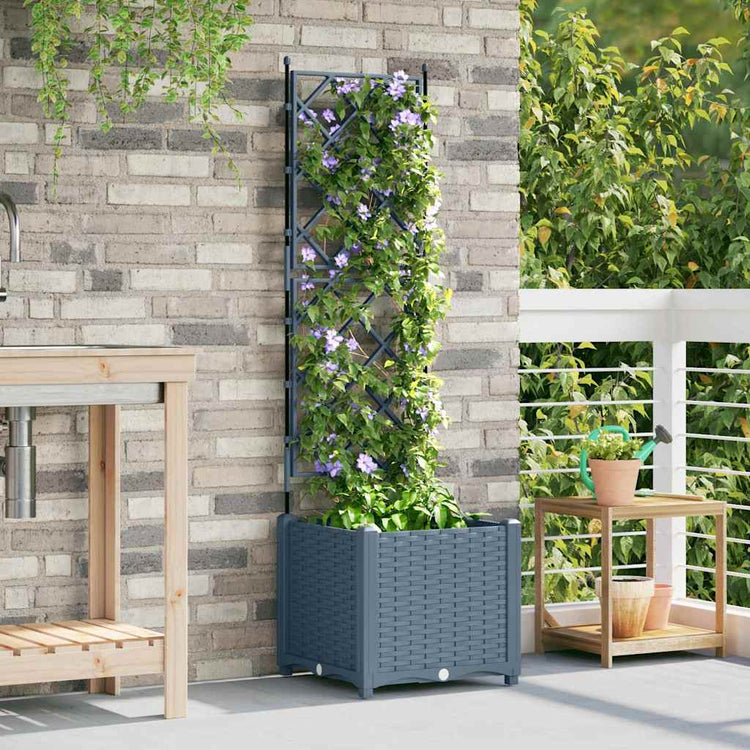 Vidaxxl Gartenblumentopf hellgrau 40 x 40 x 143 cm Stahl
