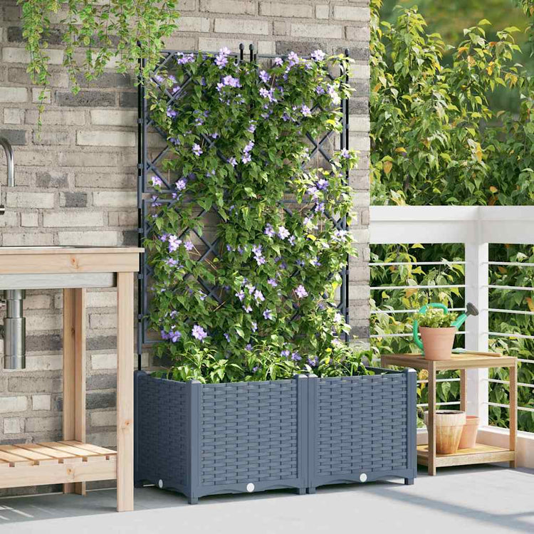 Vidaxxl Gartenblumentopf 2 Stück hellgrau 80 x 40 x 143 cm Stahl