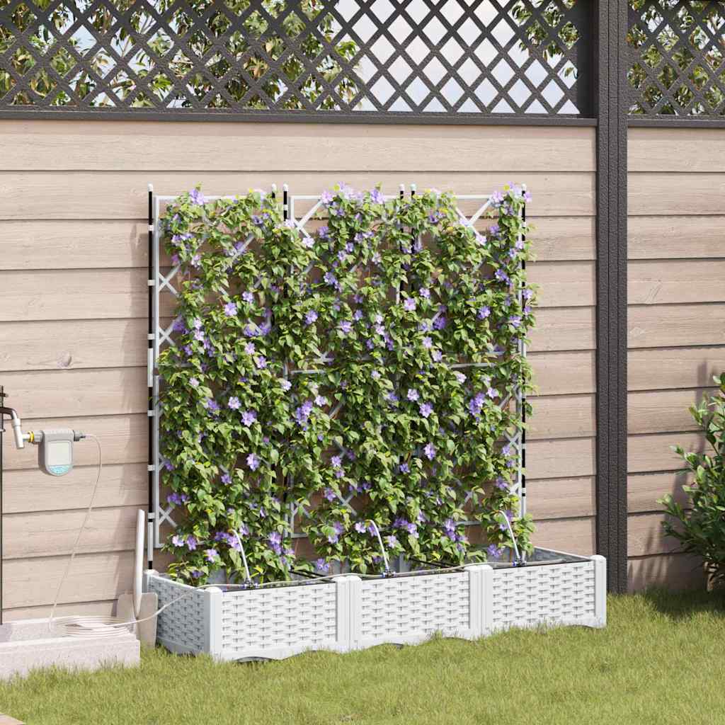 VidaXL Gartenblumentopf 3 Stück weißer Stahl