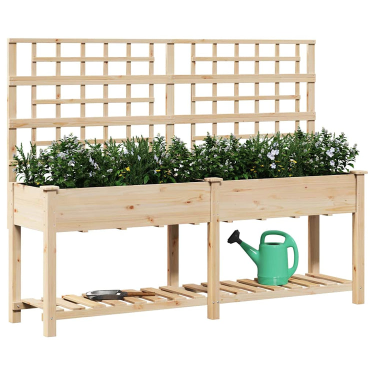 Vidaxxl Gartenblumentopf Beige 203,5 x 54 x 152,5 cm massives Kiefernholz