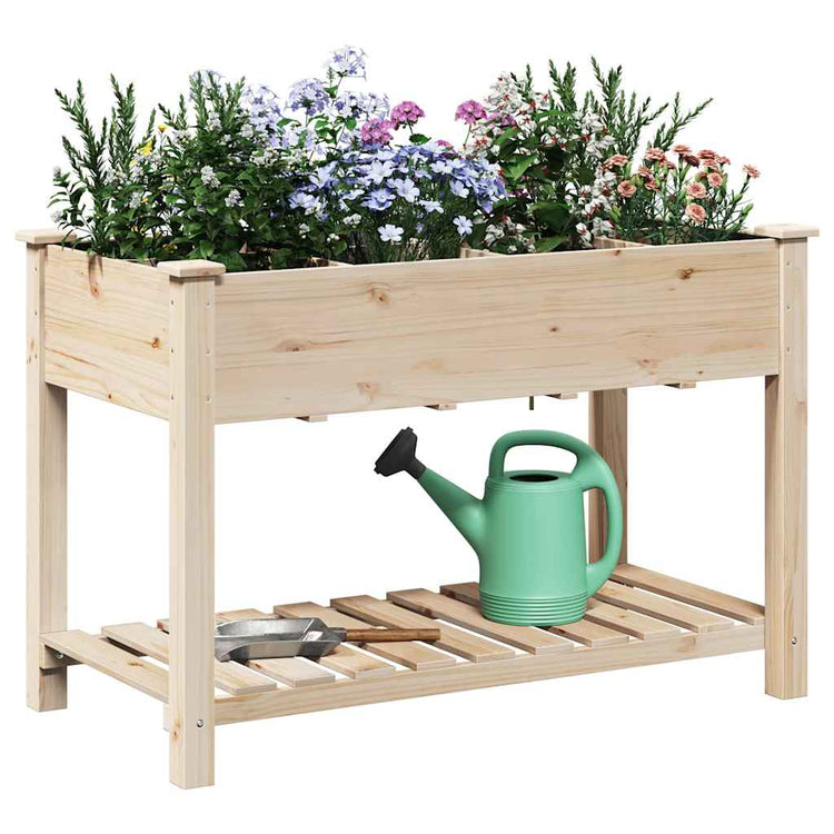 Vidaxxl Gartenblumentopf Beige 115 x 59 x 76,5 cm massives Kiefernholz