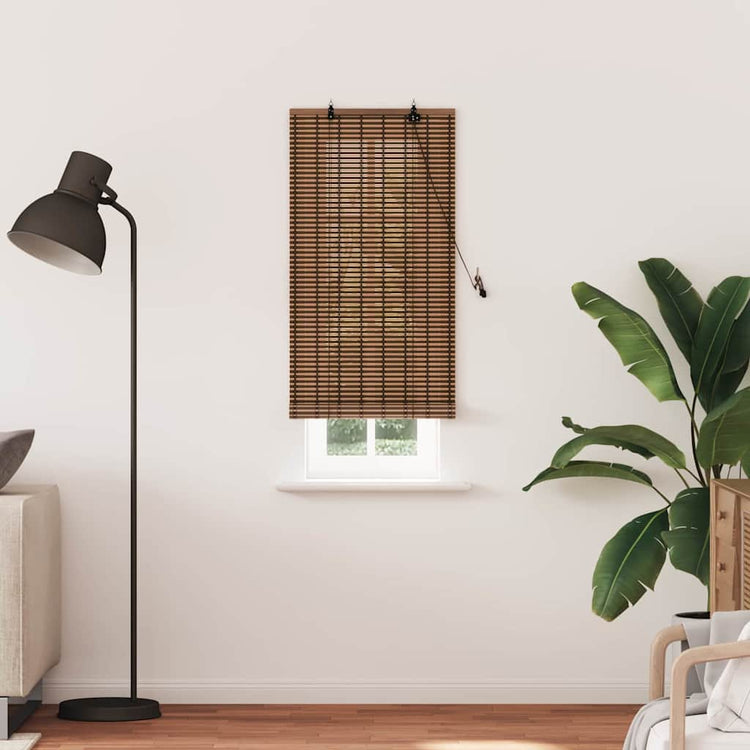 VidaXL Rollo mit Vorhängen Braun 60 x 220 cm Bambus