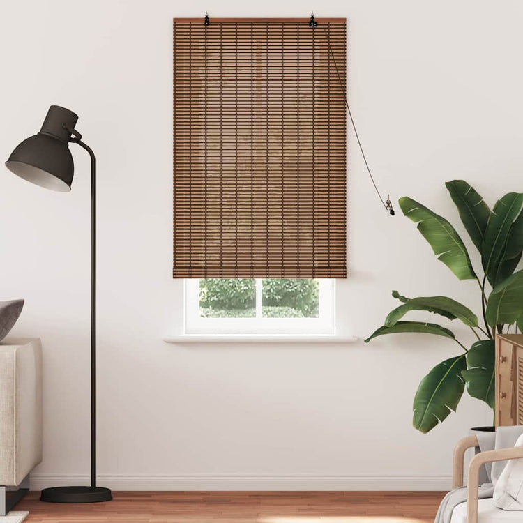 VidaXL Rollo mit Vorhängen Braun 90 x 220 cm Bambus