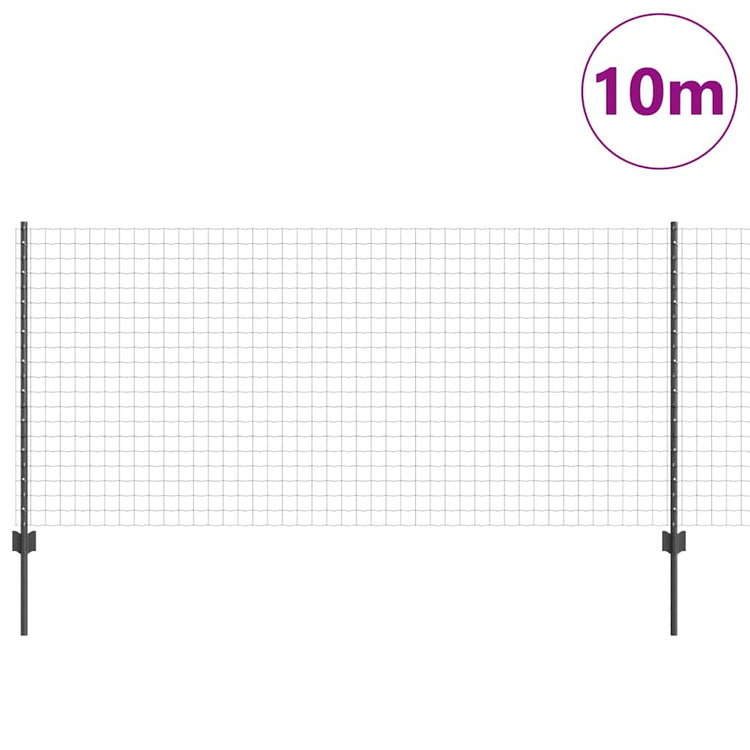 Vidaxl-Zaun mit Pfosten grau 1 x 10 m aus Stahl und PVC