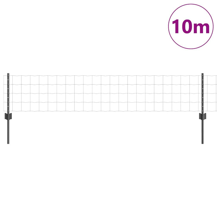 Vidaxl-Zaun mit Pfosten grau 0,4 x 10 m aus Stahl und PVC