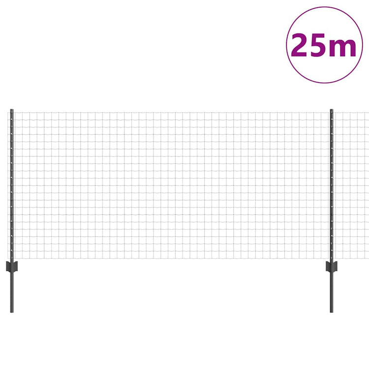Vidaxl-Zaun mit Pfosten grau 1 x 25 m aus Stahl und PVC