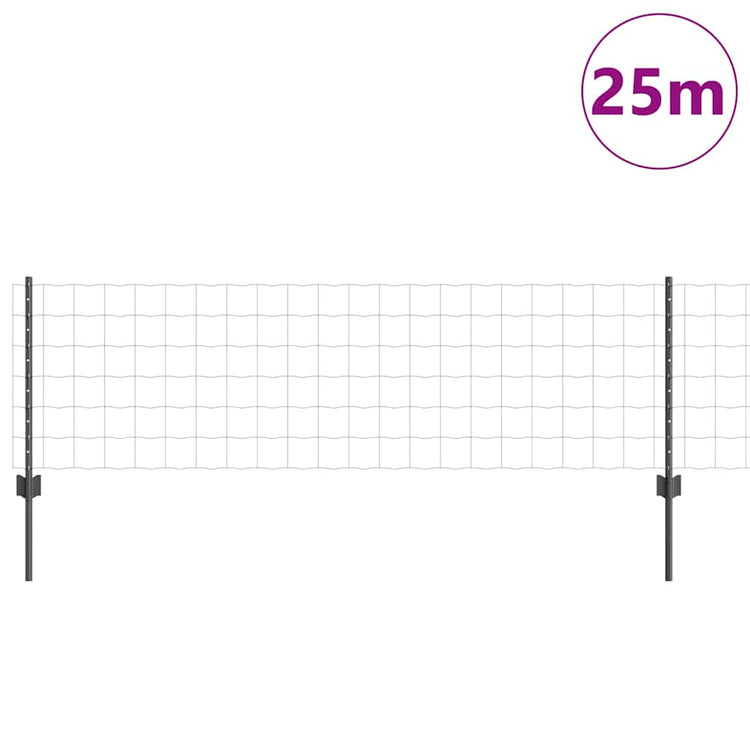Vidaxl-Zaun mit Pfosten grau 0,6 x 25 m aus Stahl und PVC