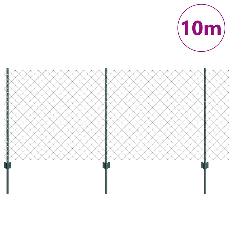 Vidaxxl-Zaun mit Pfosten grün 1 x 10 m aus Stahl und PVC
