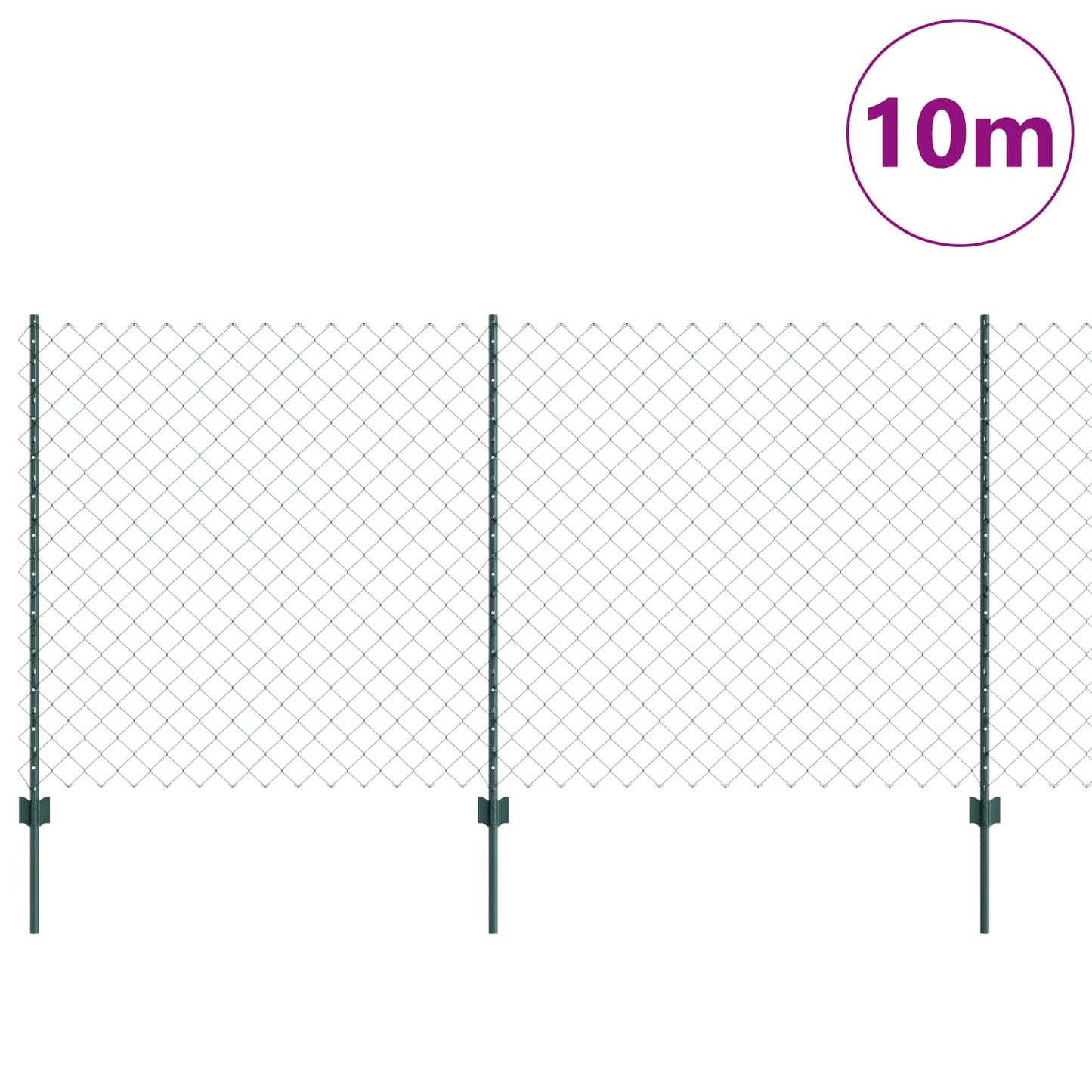 Vidaxxl-Zaun mit Pfosten grün 1,2 x 10 m aus Stahl und PVC