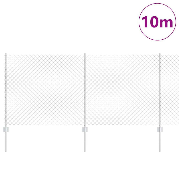Vidaxxl Zaun mit Pfosten Silber 1 x 10 m Stahl
