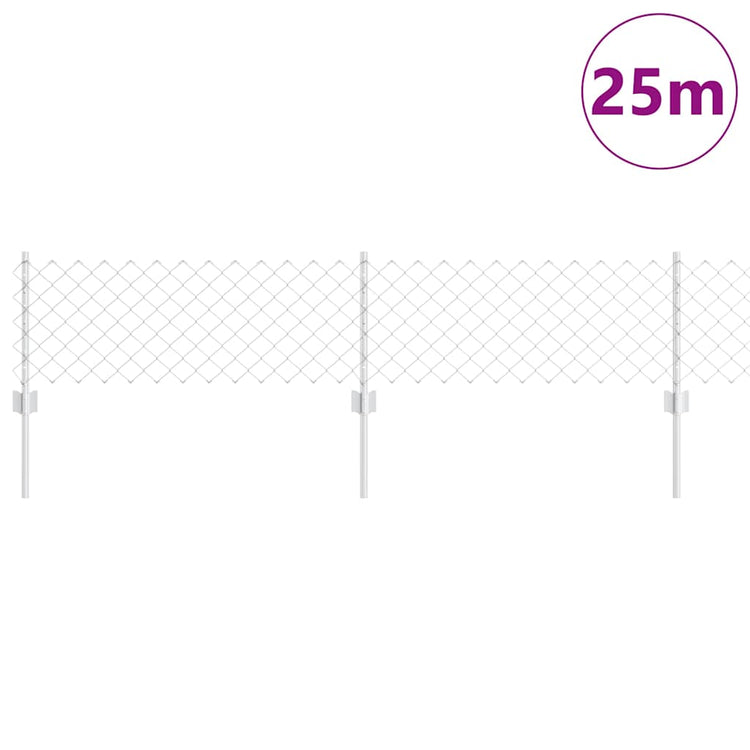 Vidaxxl Zaun mit Pfosten Silber 0,4 x 25 m Stahl