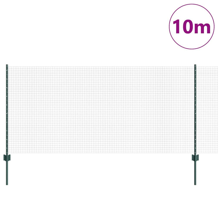 Vidaxxl Zaun mit Pfosten grün 1 x 10 m Stahl