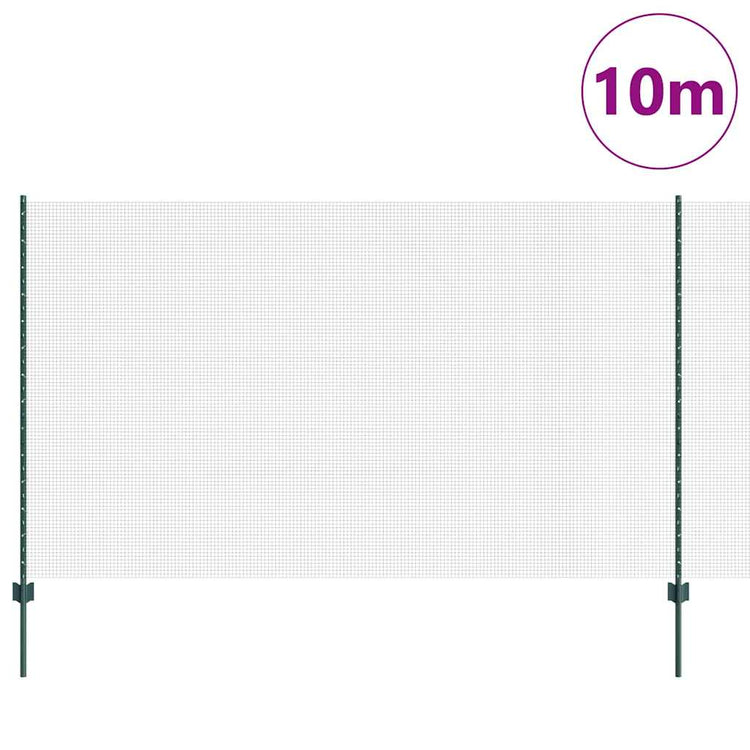Vidaxxl-Zaun mit Pfosten grün 1,4 x 10 m aus Stahl und PVC