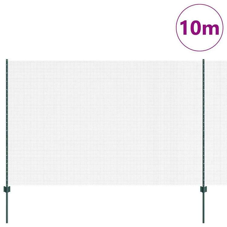 Vidaxl-Zaun mit Pfosten grün 1,6 x 10 m aus Stahl und PVC