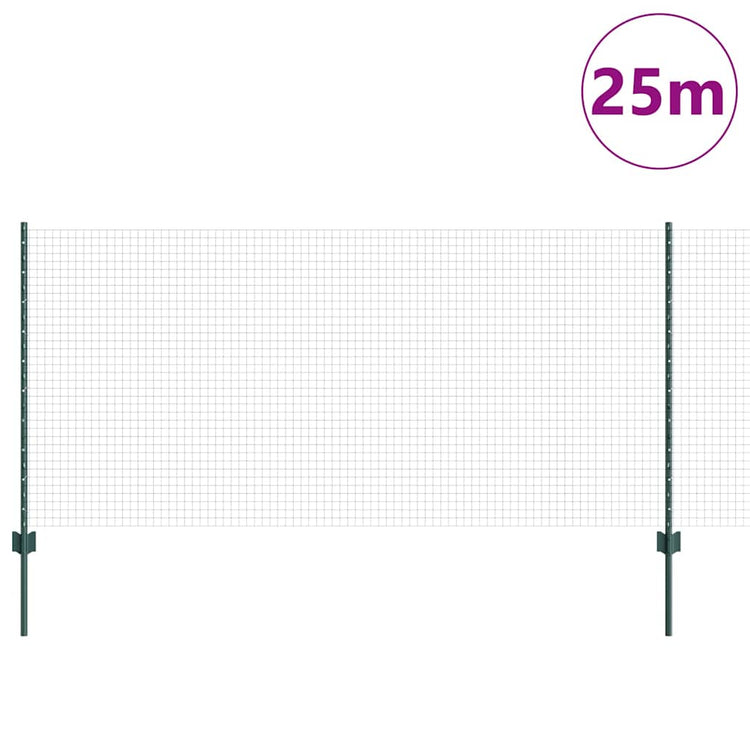 Vidaxxl Zaun mit Pfosten grün 1 x 25 m Stahl