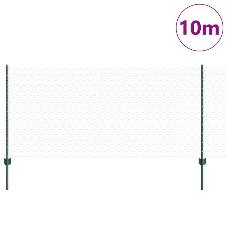 Vidaxxl-Zaun mit Pfosten grün 1 x 10 m aus Stahl und PVC
