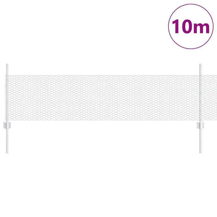 Vidaxxl Zaun mit Pfosten Silber 0,5 x 10 m Stahl