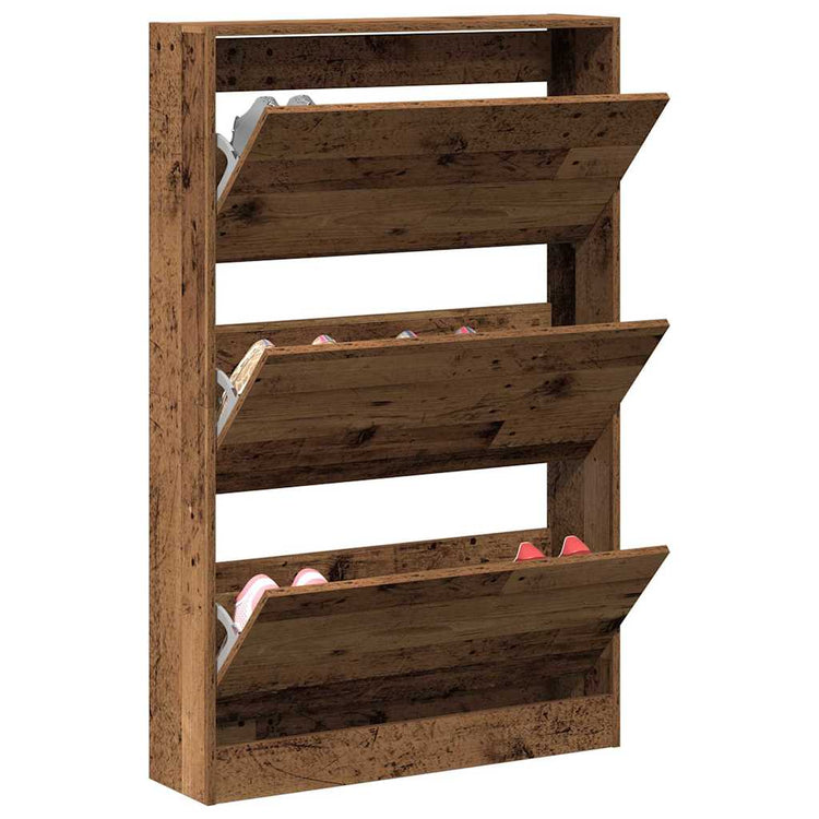 Vidaxxl Schuhschrank mit Regal Altholz 80 x 21 x 125,5 cm verarbeitetes Holz