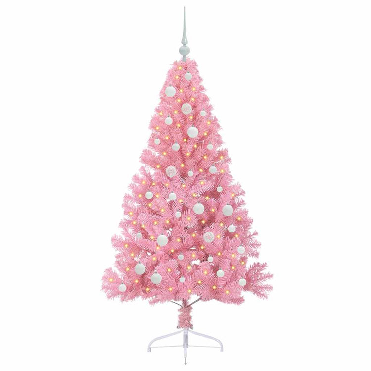 VidaXL künstlicher, beleuchteter Weihnachtsbaum mit 150 LEDs, rosa, 150 cm PVC