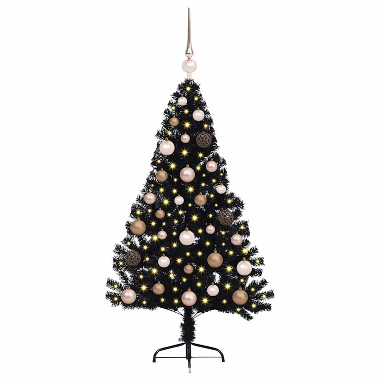 Vidaxx künstlicher, beleuchteter Weihnachtsbaum mit 150 LEDs, schwarz, 120 cm PVC