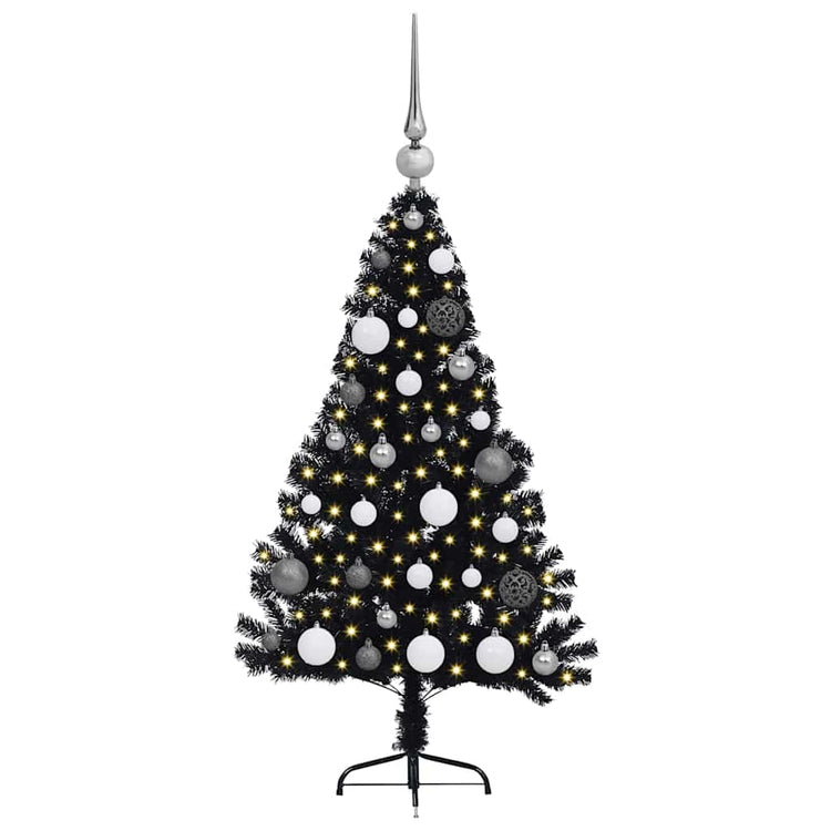 Vidaxx künstlicher, beleuchteter Weihnachtsbaum mit 150 LEDs, schwarz, 120 cm PVC