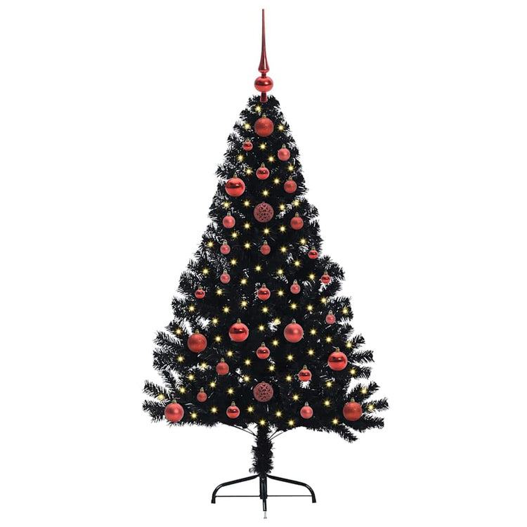 Vidaxx künstlicher, beleuchteter Weihnachtsbaum mit 150 LEDs, schwarz, 120 cm PVC