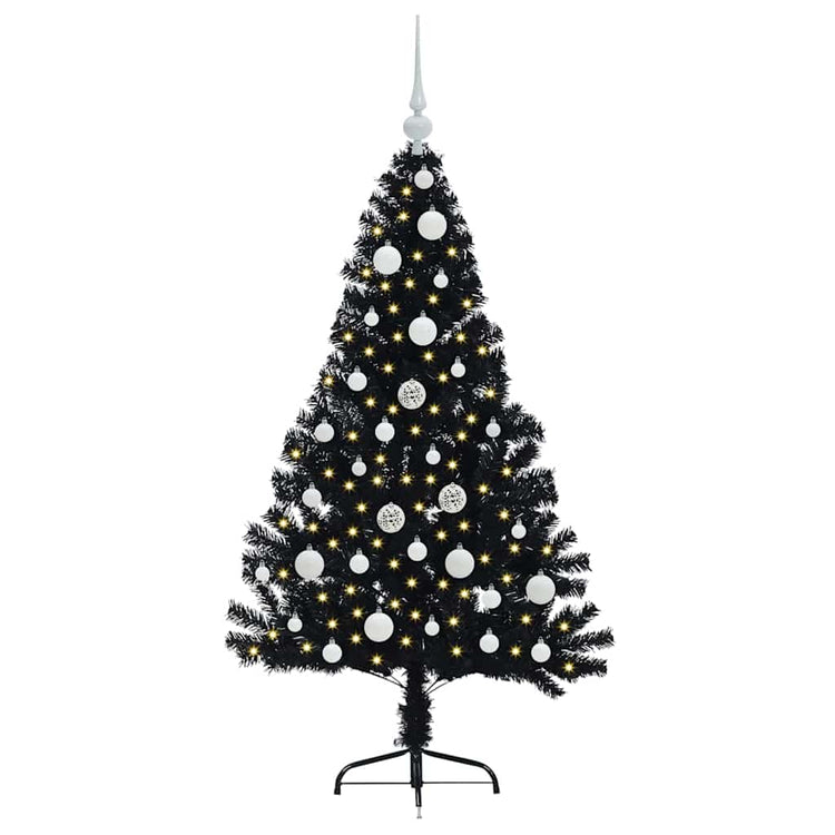 Vidaxx künstlicher, beleuchteter Weihnachtsbaum mit 150 LEDs, schwarz, 120 cm PVC