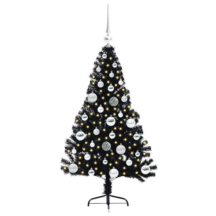 Vidaxx künstlicher, beleuchteter Weihnachtsbaum mit 150 LEDs, schwarz, 120 cm PVC