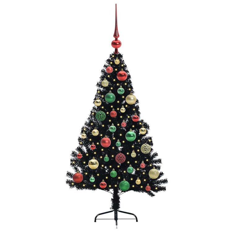 Vidaxx künstlicher, beleuchteter Weihnachtsbaum mit 150 LEDs, schwarz, 120 cm PVC
