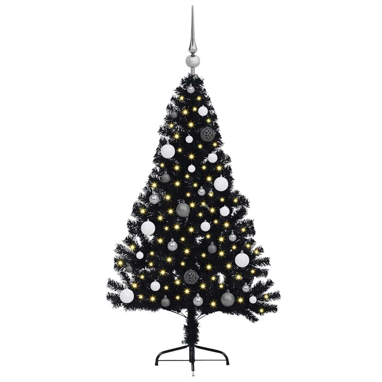 VidaXL künstlicher, beleuchteter Weihnachtsbaum mit 150 LEDs, schwarz, 150 cm PVC