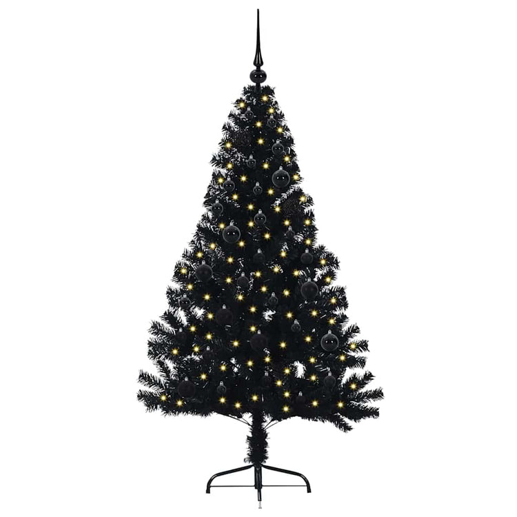 VidaXL künstlicher, beleuchteter Weihnachtsbaum mit 150 LEDs, schwarz, 150 cm PVC