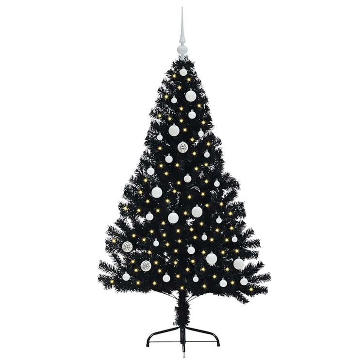 VidaXL künstlicher, beleuchteter Weihnachtsbaum mit 150 LEDs, schwarz, 150 cm PVC