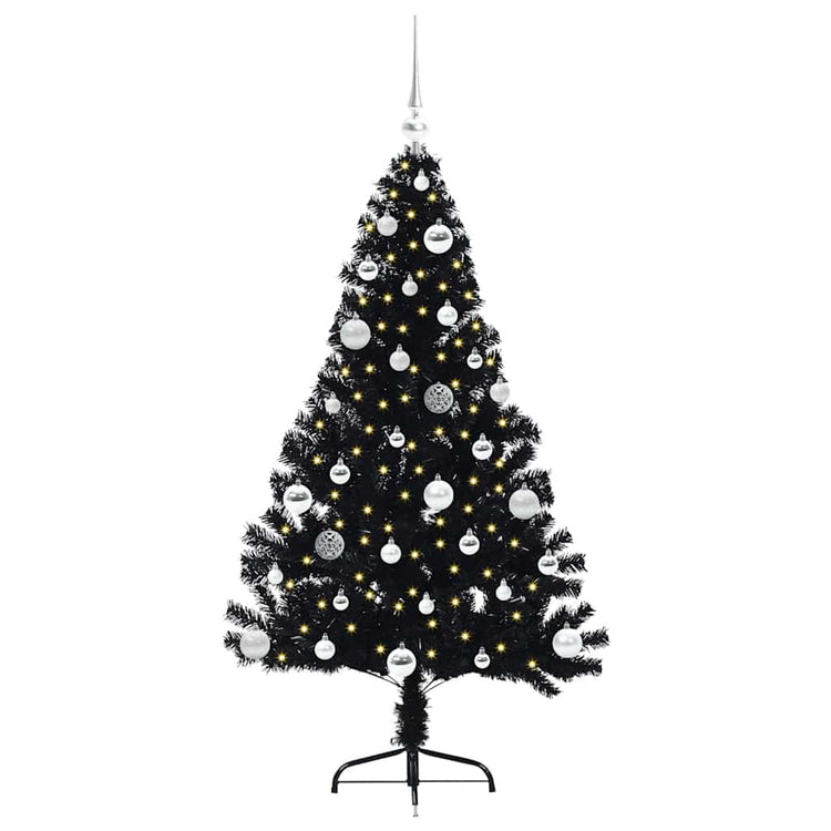 VidaXL künstlicher, beleuchteter Weihnachtsbaum mit 150 LEDs, schwarz, 150 cm PVC