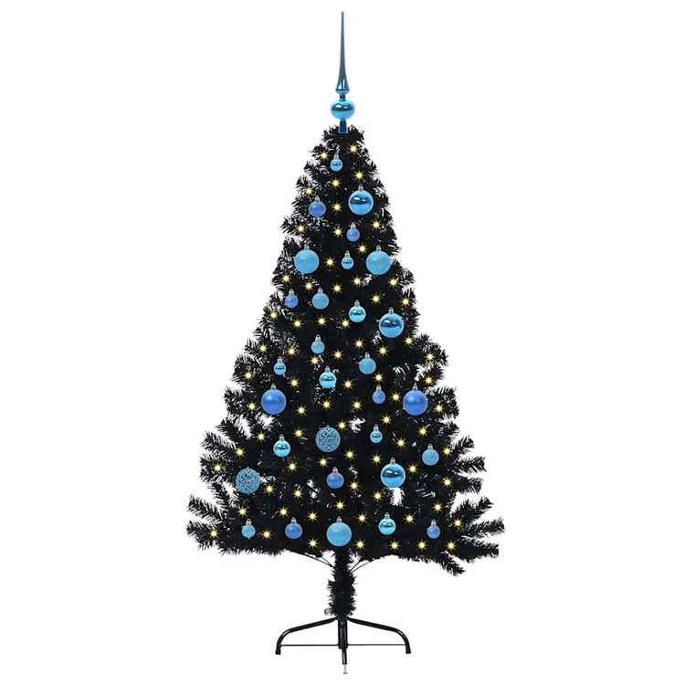 VidaXL künstlicher, beleuchteter Weihnachtsbaum mit 150 LEDs, schwarz, 150 cm PVC