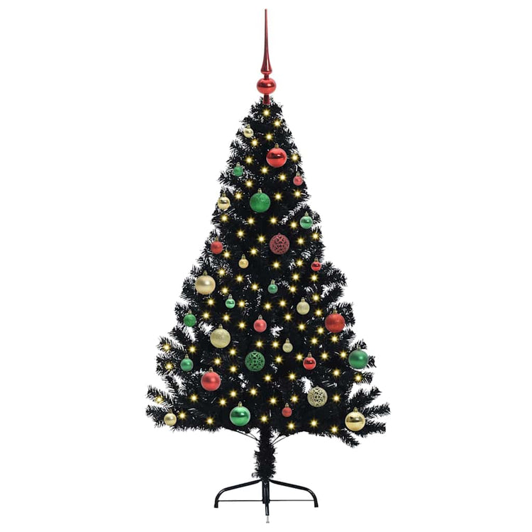 VidaXL künstlicher, beleuchteter Weihnachtsbaum mit 150 LEDs, schwarz, 150 cm PVC
