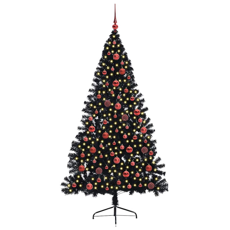 Vidaxx künstlicher, beleuchteter Weihnachtsbaum mit 300 LEDs, schwarz, 180 cm PVC