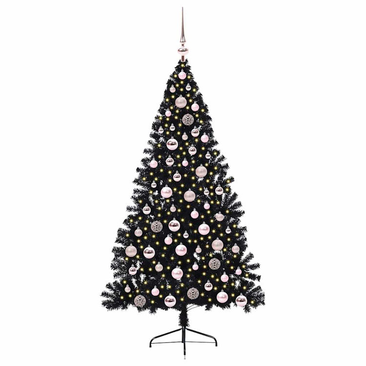Vidaxx künstlicher, beleuchteter Weihnachtsbaum mit 300 LEDs, schwarz, 180 cm PVC