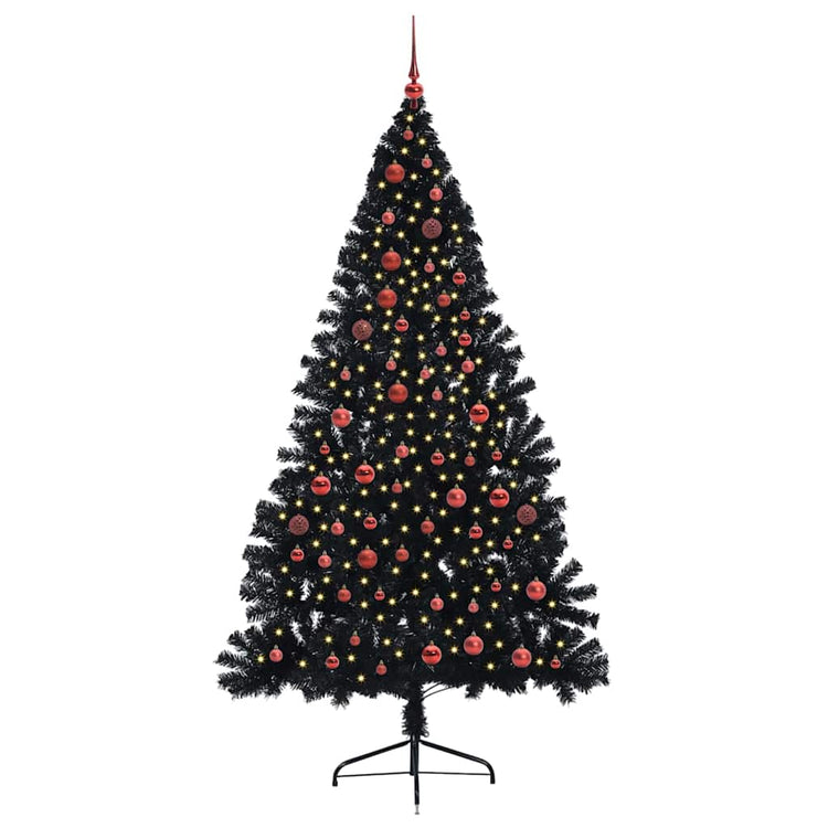 VidaXL künstlicher, beleuchteter Weihnachtsbaum mit 300 LEDs, schwarz, 210 cm PVC