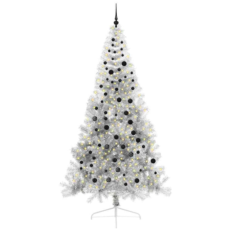 Vidaxx künstlicher, beleuchteter Weihnachtsbaum mit 300 LEDs, silberfarben, 240 cm Kappe