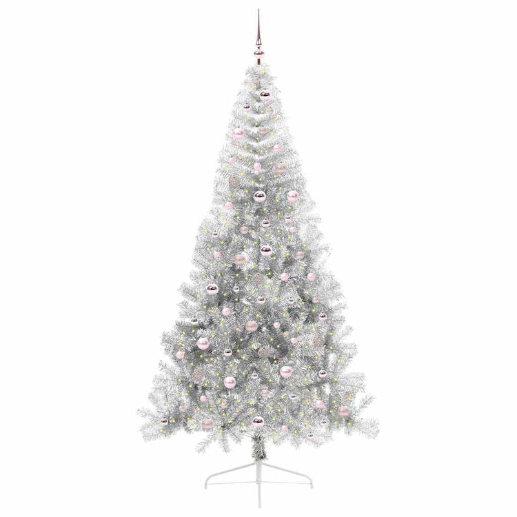 Vidaxx künstlicher, beleuchteter Weihnachtsbaum mit 300 LEDs, silberfarben, 240 cm Kappe