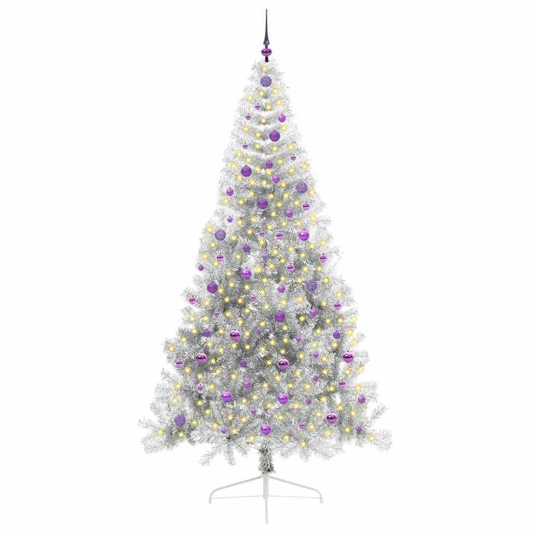 Vidaxx künstlicher, beleuchteter Weihnachtsbaum mit 300 LEDs, silberfarben, 240 cm Kappe