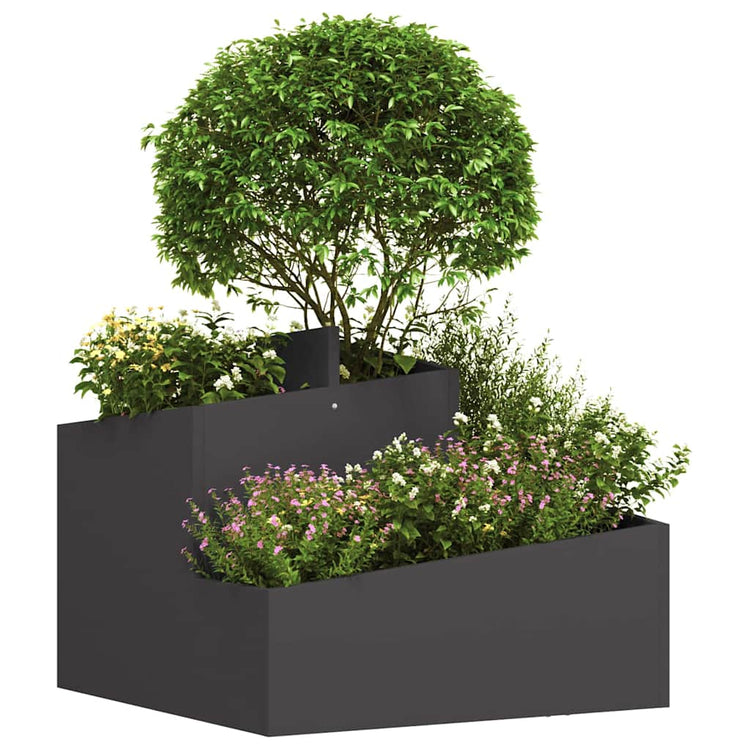 Vidaxl Gartenblumentopf schwarz 60 x 60 x 50 cm kaltgewalzter Stahl