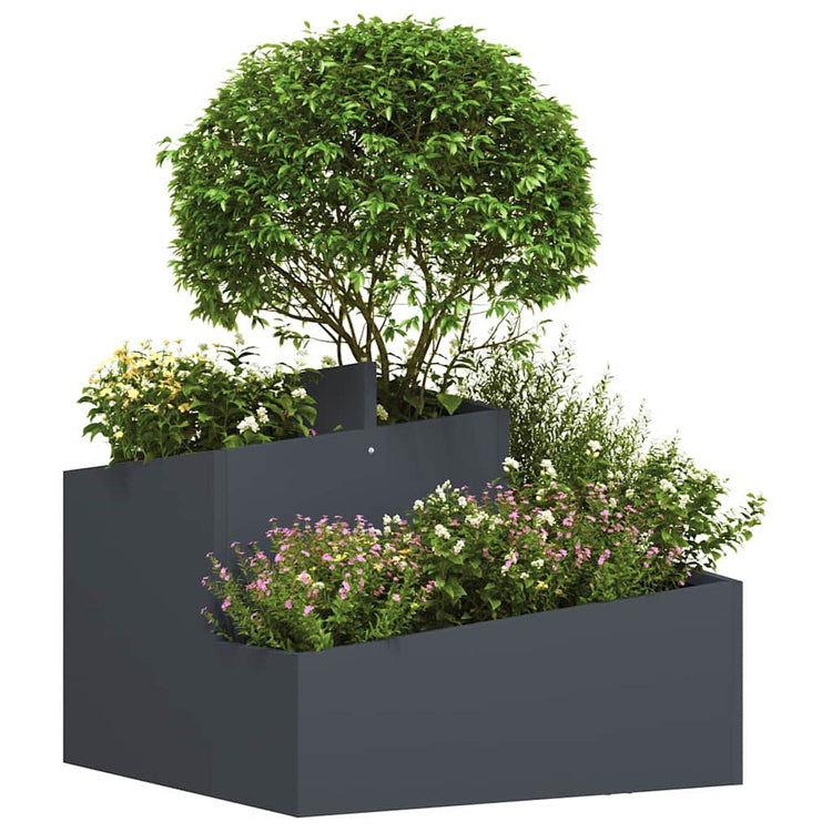 Vidaxl Gartenblumentopf Anthrazit 60 x 60 x 50 cm kaltgewalzter Stahl