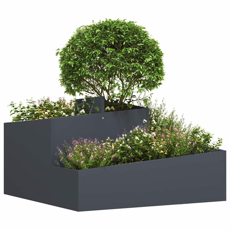 Vidaxl Gartenblumentopf Anthrazit 80 x 80 x 50 cm kaltgewalzter Stahl