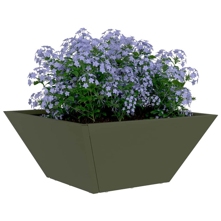 Vidaxl Gartenblumentopf olivgrün 35 x 35 x 15 cm kaltgewalzter Stahl