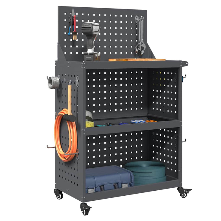 Vidaxxl Werkzeugwagen Anthrazit 65 x 35 x 111 cm kaltgewalzter Stahl