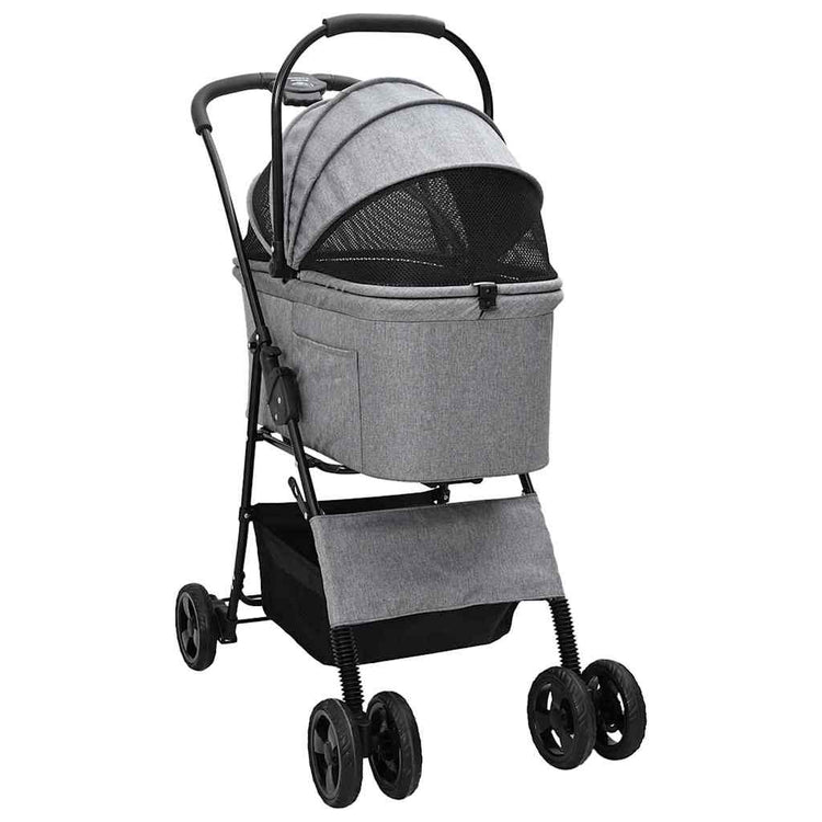 Vidaxx faltbarer Haustierkinderwagen grau 81 x 47 x 99 cm Polyester