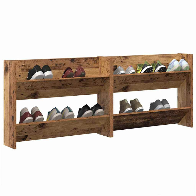 Vidaxl Schuhschrank 2 Stk. Altholz 80 x 18 x 60 cm verarbeitetes Holz
