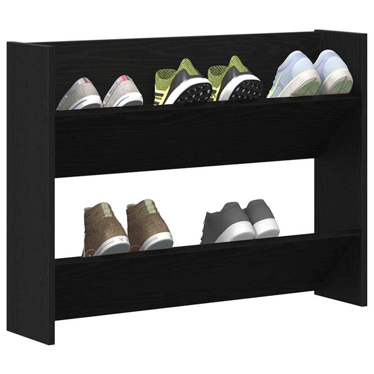 Vidaxx Schuhschrank mit Regal Eiche schwarz 85 x 18 x 90 cm lackiertes Holz