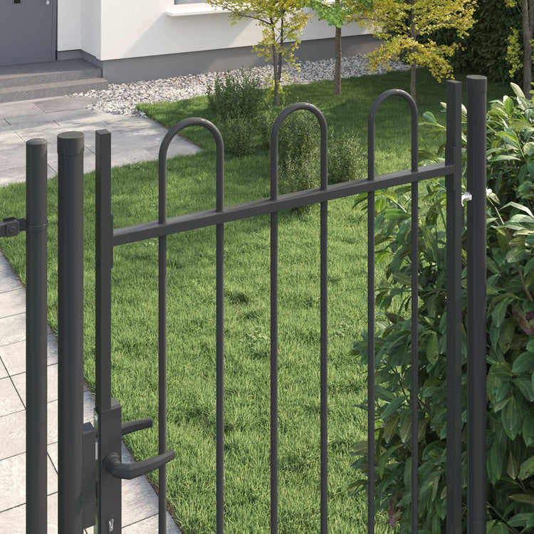 Vidaxx Zauntor mit Schloss grau 103 x 250 cm pulverbeschichteter Stahl